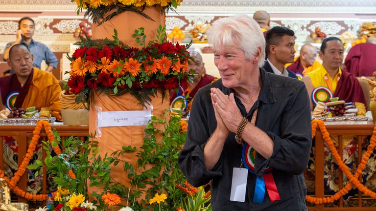 Actor Richard Gere attends an event on 30 June ahead of the Dalai Lama's birthday. Pic: AP/Ashwini Bhatia