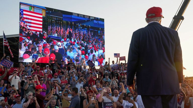 Donald Trump in Des Moines, Iowa. Pic: Reuters